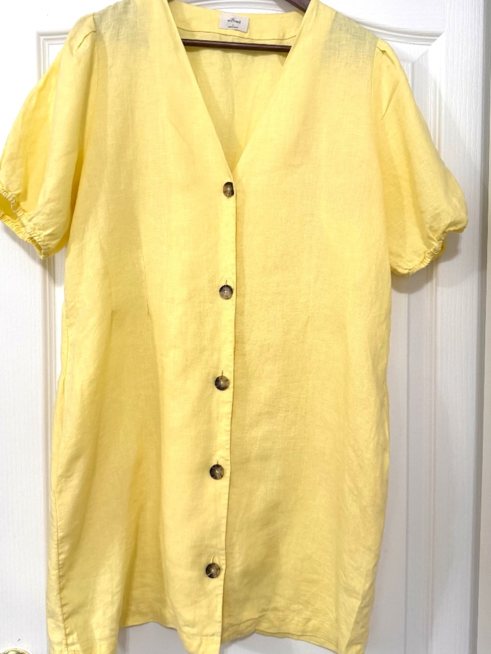 Wilfred Yellow Button-Front Mini Dress